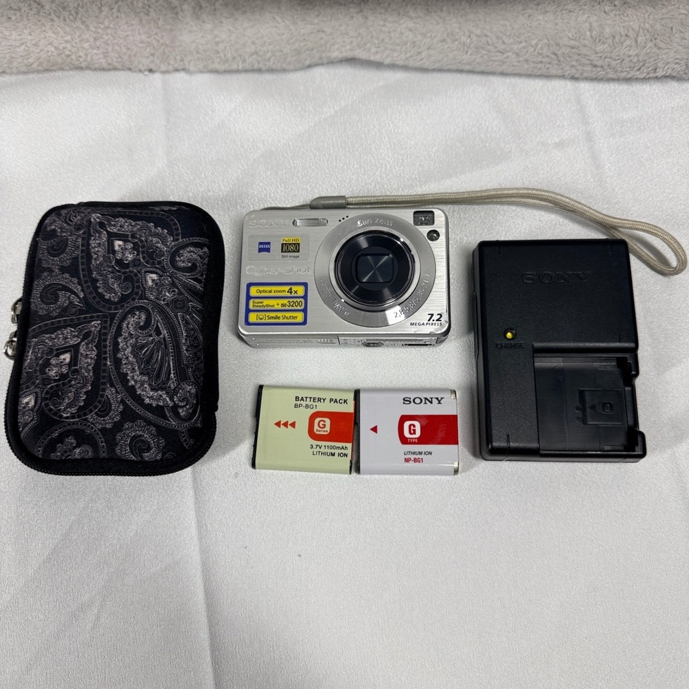 Sony Cyber-shot DSC-W120 Digital Camera Silver 7.2MP Y2K Digicam Bundle